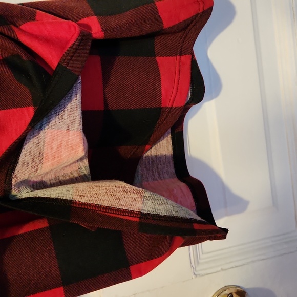 Women's Fall, Winter, Little Black Plaid Red and Black, Longsleeve Mini Dress - Picture 3 of 5